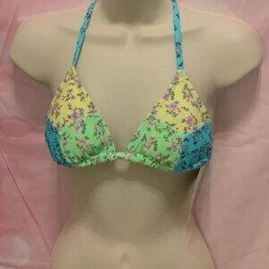 Women's New Colorful Boho String Bikini with a Floral Design Triangle Top (Only)